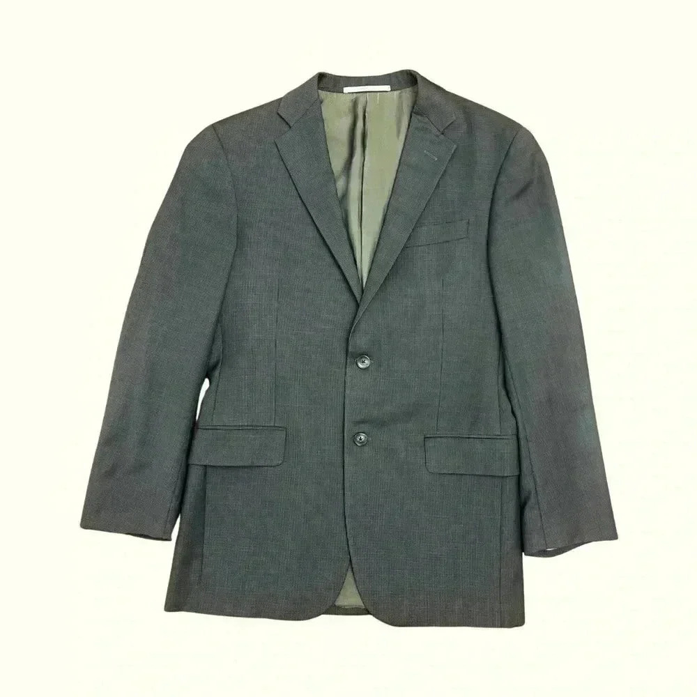 Hickey Freeman Men’s Madison 2-Button Blazer/Jacket Dark Gray Plaid Made In USA